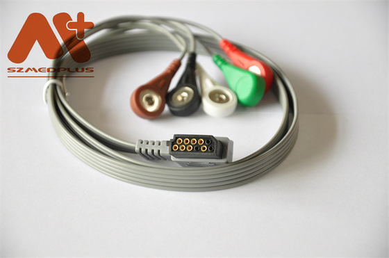 สายเคเบิล ECG Holter ที่เข้ากันได้กับ Philips 989803157491 5 Lead Snap