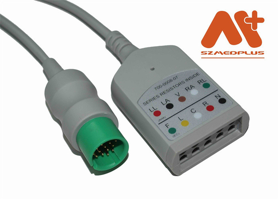 สายเคเบิลเครื่อง ECG ที่เข้ากันได้กับ Spacelabs 5 ตะกั่ว 700-0008-06