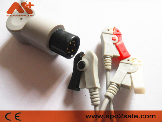 Szmedplus AAMI ECG สายเคเบิลและ Leadwires 6 ขา 3 สายเคเบิล Ecg ตะกั่ว TPU AHA Clip