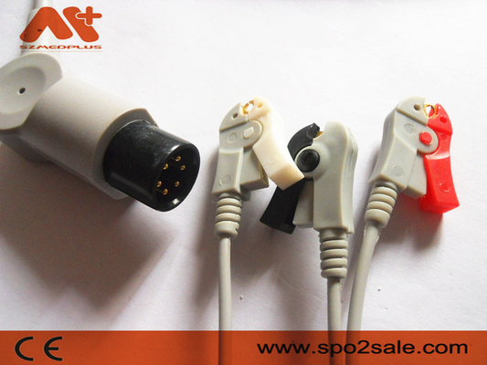 Szmedplus AAMI ECG สายเคเบิลและ Leadwires 6 ขา 3 สายเคเบิล Ecg ตะกั่ว TPU AHA Clip