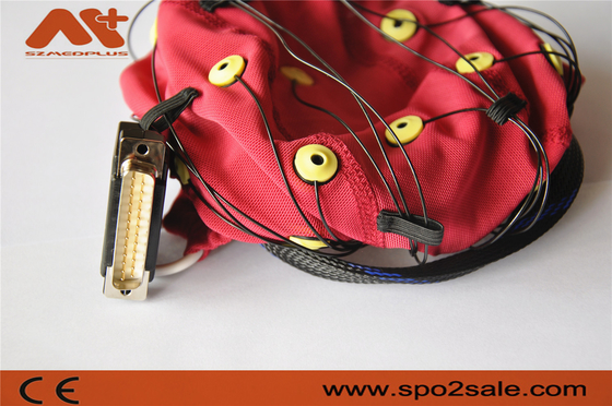 สายเคเบิล EEG ของ Neurofeedback สีแดงแบบรวม 20 Leads EEG Cap สำหรับเครื่อง EEG
