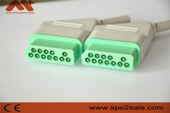 เครื่องเชื่อม EKG สําหรับนิฮอน โคเด้น มอนิเตอร์ผู้ป่วย สีเขียว เครื่องปรับไนลอน 12 ปิน