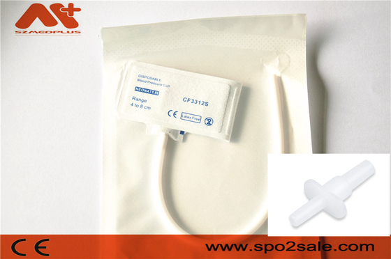 NIBP Cuff แบบใช้แล้วทิ้ง - M1868A ทารกแรกเกิด 2 หลอดเดียว 4 - 8 ซม.