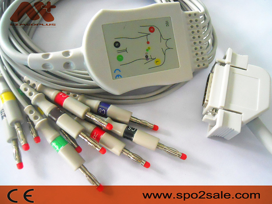 สายเคเบิล EKG ที่เชื่อมต่อโดยตรงของ Hellige สำหรับ Cardiosys, EK36, EK403, EK41, EK413, EK43, EK512, EK53