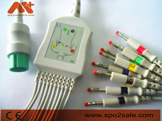 สายเคเบิล EKG ที่เชื่อมต่อโดยตรงของ Spacelabs สำหรับ Spacelabs 90367, 90369, 90496, 91496, Ultraview