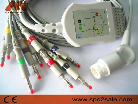 สายเคเบิล EKG เชื่อมต่อโดยตรงที่เข้ากันได้กับ Philips สำหรับ Codemaster 100, MRx