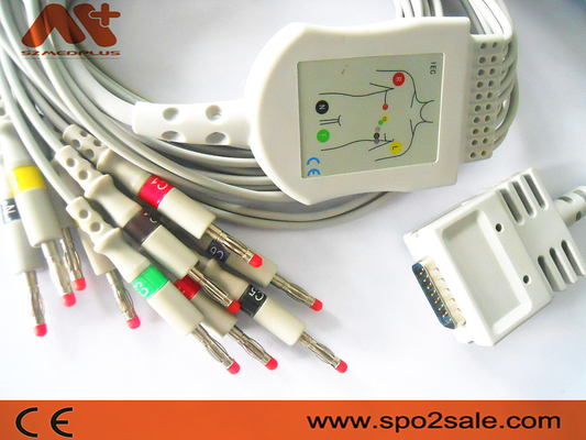 สายเคเบิล ECG 1.2 ม. 10 ตะกั่ว 012-0700-00 สายไฟ Ecg สำหรับ E350 E350I E550 E560 EK10