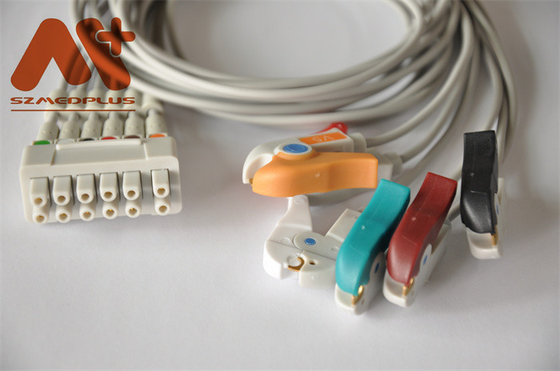 GE Marquette Holter สายเคเบิล ECG Telemetry Leadwire 421932-001 6 คลิปหนีบ