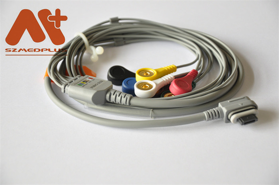 GE Healthcare Telemetry Holter Cable ECG 2008594-002 7 ตะกั่ว Snap