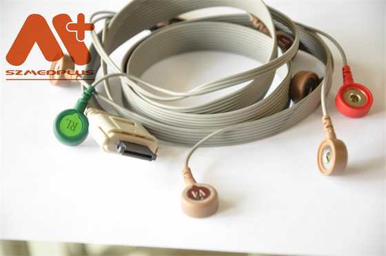 สายเคเบิล AHA BI ECG 10 ตะกั่ว Snap Holter H2111 เครื่องมือชีวการแพทย์