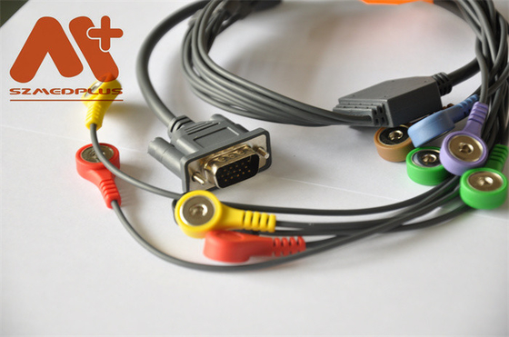 CE Holter Recorder DMS 300-3A สายเคเบิล AHA ECG 10 ปลั๊ก Snap Snap