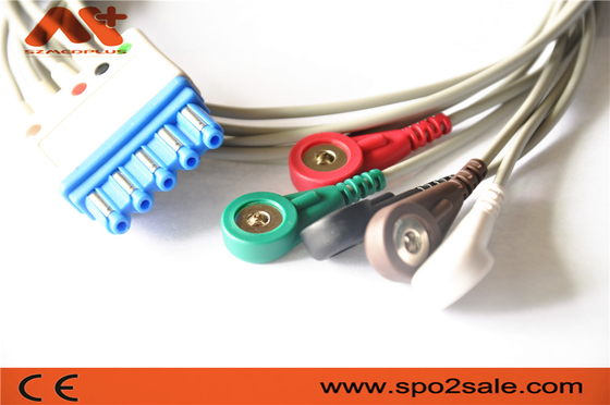 5 สายเคเบิลสำหรับผู้ป่วย AHA Snap ECG ตะกั่ว M1644A Philips Compatible