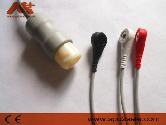 สายเคเบิล ECG แบบต่อตรง 3 Lead Snap ที่เข้ากันได้กับ Philips - M1733A