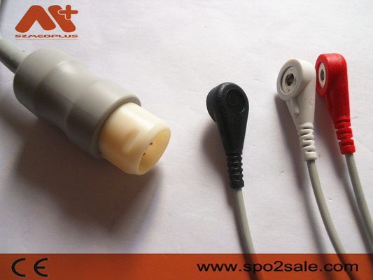สายเคเบิล ECG แบบต่อตรง 3 Lead Snap ที่เข้ากันได้กับ Philips - M1733A