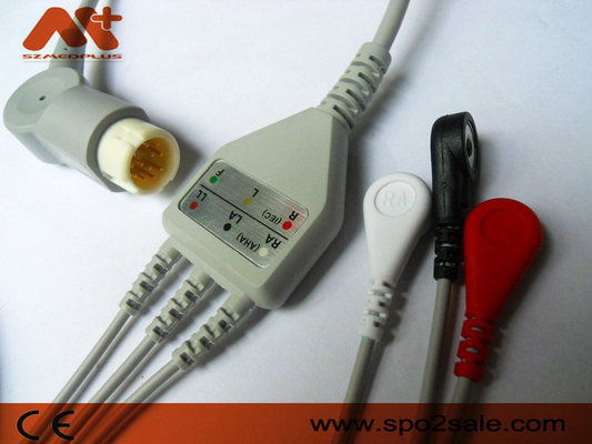 สายเคเบิลสำหรับผู้ป่วย ECG แบบ 3 Lead Snap 3 ชิ้นที่เข้ากันได้กับ Philips - M1972A