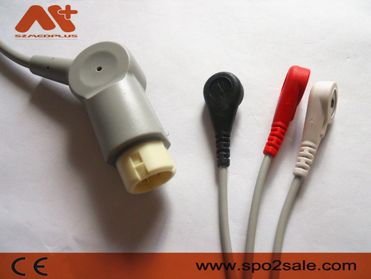 สายเคเบิลสำหรับผู้ป่วย ECG แบบ 3 Lead Snap 3 ชิ้นที่เข้ากันได้กับ Philips - M1972A