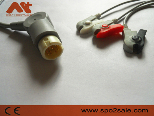 สายเคเบิล ECG แบบต่อตรง 3 ตัวที่เข้ากันได้กับ Philips - M1970A
