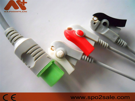 Fukuda Denshi Compatible 3 Lead Clip Direct-Connect ECG Cable สำหรับ Dynascope DS-5100, DS-5100E, DS-5300W, DS-5400, DS-7001