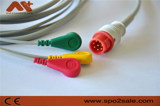 สายเคเบิลตรวจสอบผู้ป่วย Bionet BM3 BM3VET สายเคเบิล ECG 3 Lead TPU