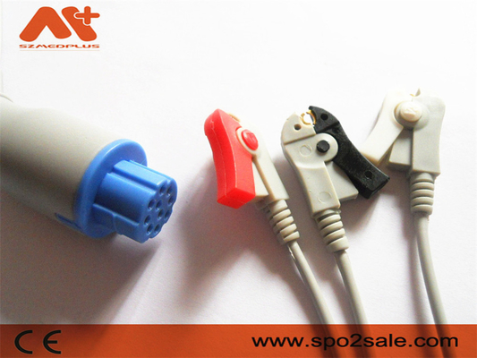 Datex Ohmeda Compatible 3 Lead Clip สายเคเบิล ECG เชื่อมต่อโดยตรง CB-72395R-P