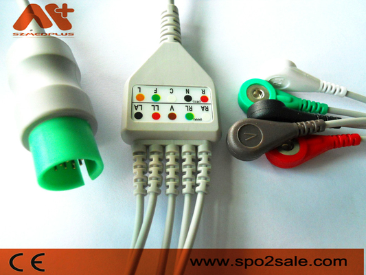 สายเคเบิล ECG เชื่อมต่อโดยตรง 5 ตัวของ Spacelabs ที่เข้ากันได้กับ Spacelabs - CB-72596R