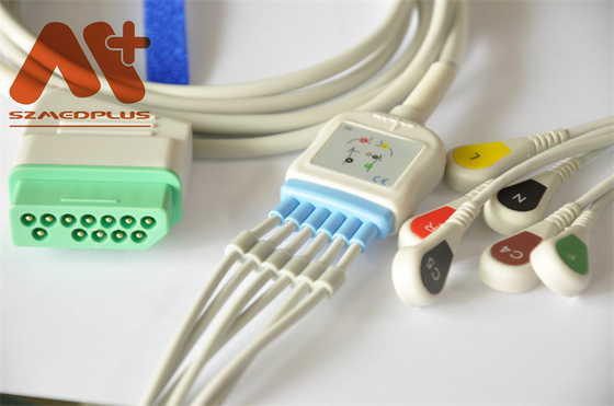สายเคเบิล ECG 12 พิน Nihon Kohden 6 ตะกั่ว Snap