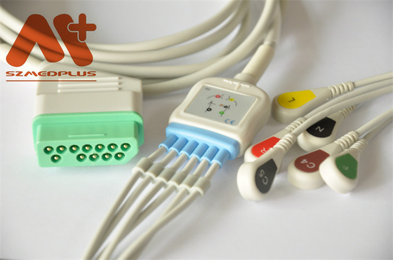 สายเคเบิล ECG 12 พิน Nihon Kohden 6 ตะกั่ว Snap