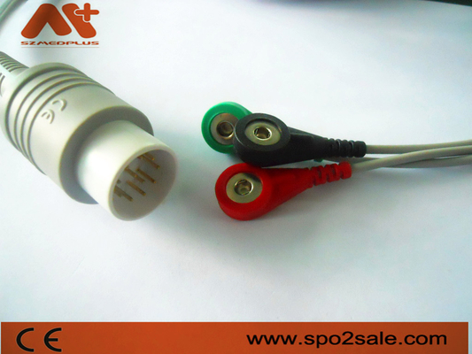 11 Pin Nihon Kohden ECG Cable 3 ตะกั่ว CB-72353P สำหรับ TEC Sery