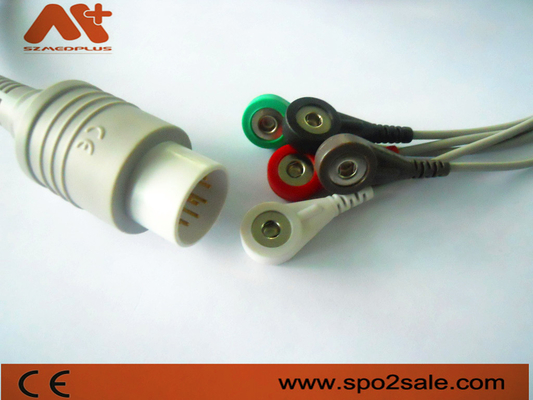 สายเคเบิลตรวจสอบผู้ป่วยตะกั่ว Snap 5 สาย Nihon Kohden 11 Pin Cable ECG