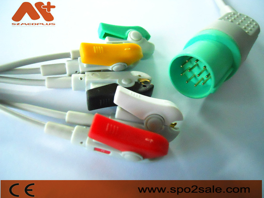 สายเคเบิลเครื่อง Ecg 11 พิน Nihon Kohden 5 คลิปตะกั่ว ECG Lead Wire