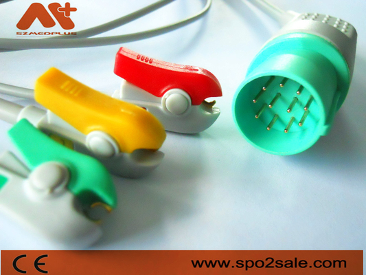 Nihon Kohden 11 Pin Compatible 3 Lead Clip สาย ECG เชื่อมต่อโดยตรง