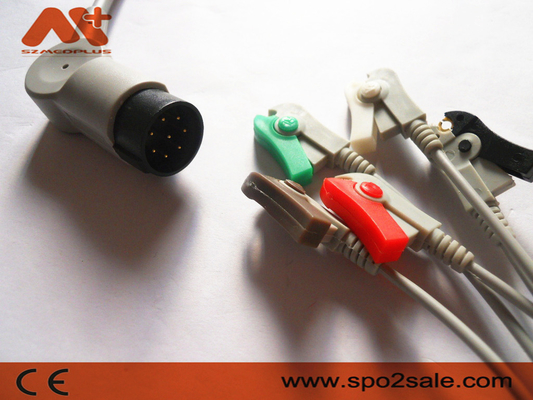 Nihon Kohden OEC-6102A, OEC-6105A, OEC-6120A, OEC-6120J, OEC-6120K สายเคเบิล ECG ที่เชื่อมต่อโดยตรง 5 คลิปที่รองรับ