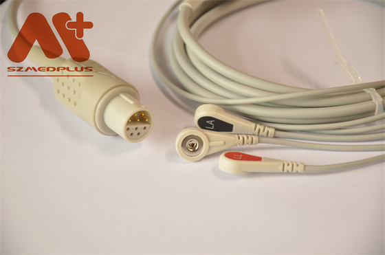 สายเคเบิลตรวจสอบผู้ป่วย Lohmerier สายเคเบิล ECG 3 ตะกั่ว Snap สำหรับ M010 M011 M211 Defi 501