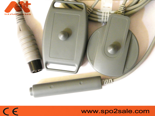 6 Pin UT3000B 2 In 1 Fetal Monitor Transducer พร้อมสาย TPU สีเทา Round