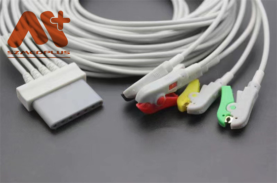 IEC Holter Cable Schiller Lux 5 Lead ECG Cable พร้อมสายตะกั่ว