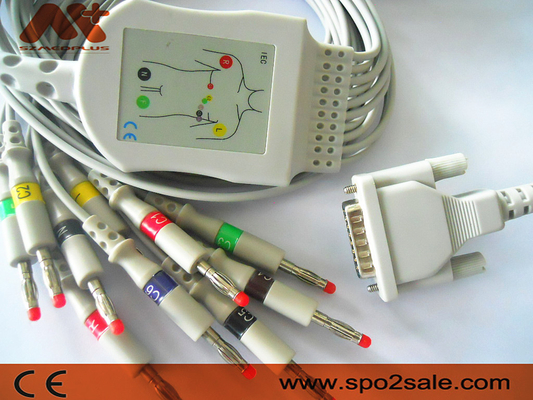 สายเคเบิลผู้ป่วย eCG แบบถอดไม่ได้สำหรับเครื่องตรวจคลื่นไฟฟ้าหัวใจ Mindray R12