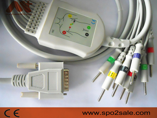 2.2 + 1.2M 10 สาย EKG ตะกั่วสำหรับ Cardioline ECG 100 Electrocardiograph
