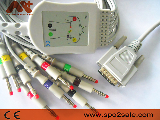 2.2 + 1.2M 10 สาย EKG ตะกั่วสำหรับ Cardioline ECG 100 Electrocardiograph