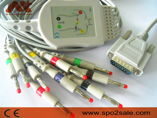 CE ISO13485 CFS 10 Lead ECG Cable สำหรับเครื่อง ECG Trismed 400 406