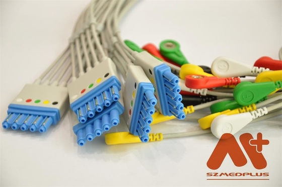 5 สายเคเบิลสำหรับผู้ป่วย AHA Snap ECG ตะกั่ว M1644A Philips Compatible