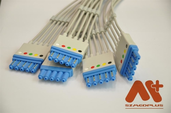 5 สายเคเบิลสำหรับผู้ป่วย AHA Snap ECG ตะกั่ว M1644A Philips Compatible